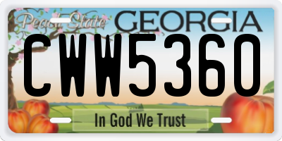 GA license plate CWW5360