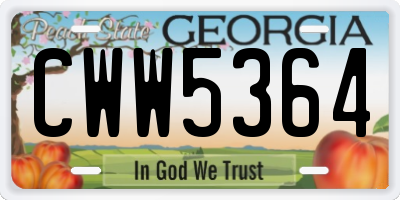 GA license plate CWW5364