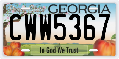 GA license plate CWW5367