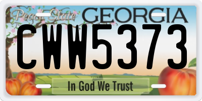 GA license plate CWW5373