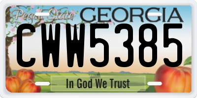 GA license plate CWW5385