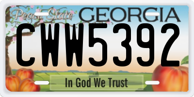 GA license plate CWW5392