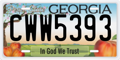 GA license plate CWW5393