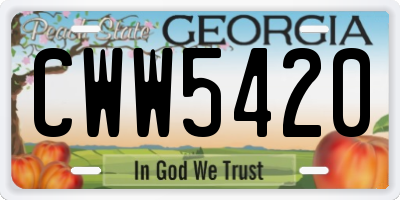 GA license plate CWW5420