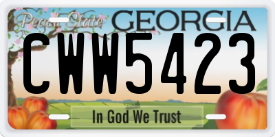 GA license plate CWW5423
