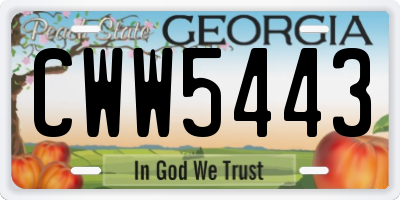 GA license plate CWW5443