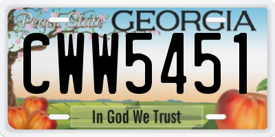 GA license plate CWW5451