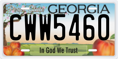 GA license plate CWW5460