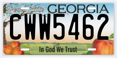 GA license plate CWW5462