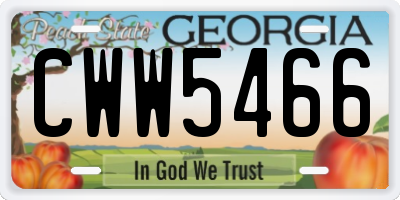 GA license plate CWW5466