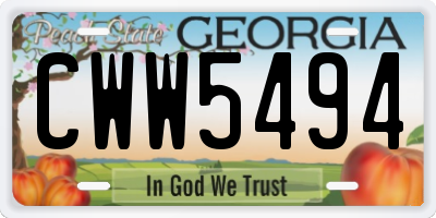 GA license plate CWW5494