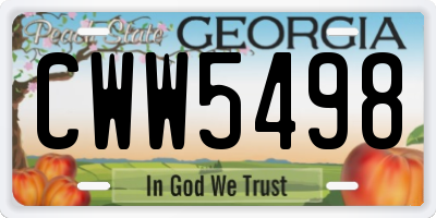 GA license plate CWW5498