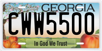 GA license plate CWW5500
