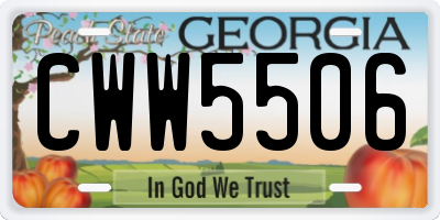 GA license plate CWW5506