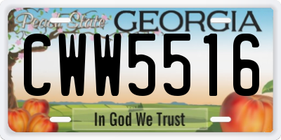 GA license plate CWW5516
