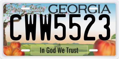 GA license plate CWW5523
