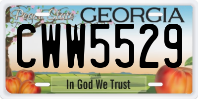 GA license plate CWW5529