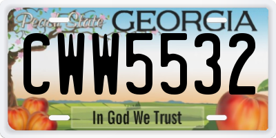 GA license plate CWW5532