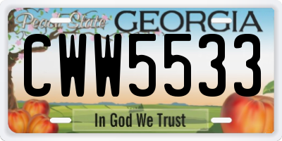 GA license plate CWW5533