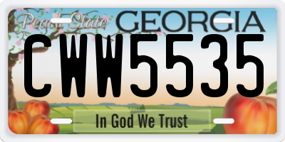 GA license plate CWW5535