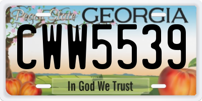 GA license plate CWW5539