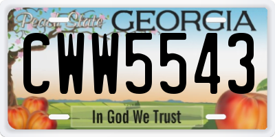 GA license plate CWW5543