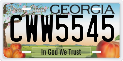 GA license plate CWW5545