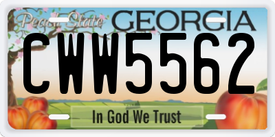 GA license plate CWW5562