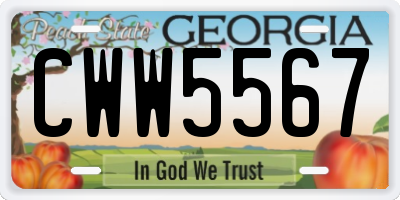 GA license plate CWW5567
