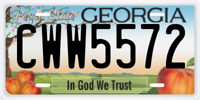 GA license plate CWW5572