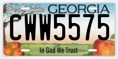 GA license plate CWW5575