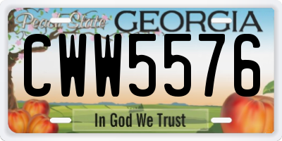 GA license plate CWW5576