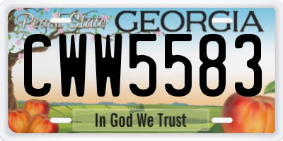 GA license plate CWW5583