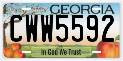 GA license plate CWW5592