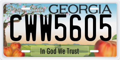 GA license plate CWW5605