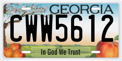 GA license plate CWW5612