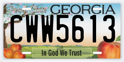 GA license plate CWW5613