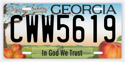 GA license plate CWW5619