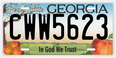 GA license plate CWW5623