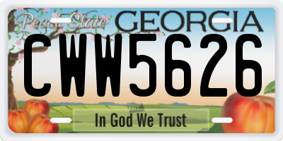 GA license plate CWW5626