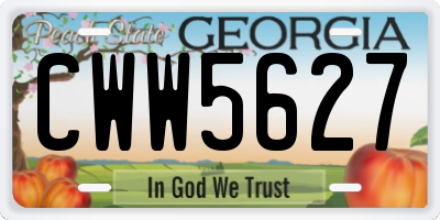 GA license plate CWW5627