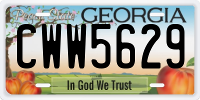 GA license plate CWW5629