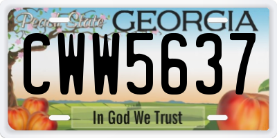 GA license plate CWW5637