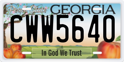 GA license plate CWW5640