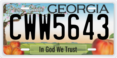 GA license plate CWW5643