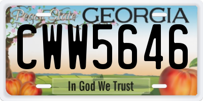 GA license plate CWW5646