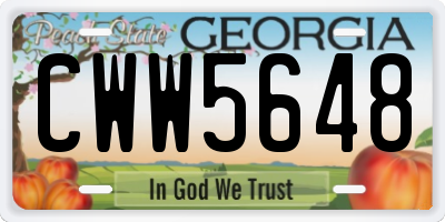 GA license plate CWW5648