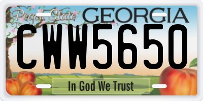 GA license plate CWW5650