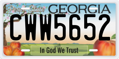 GA license plate CWW5652
