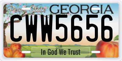 GA license plate CWW5656